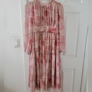 Floral Pink Long Sleeve Maxi Dress